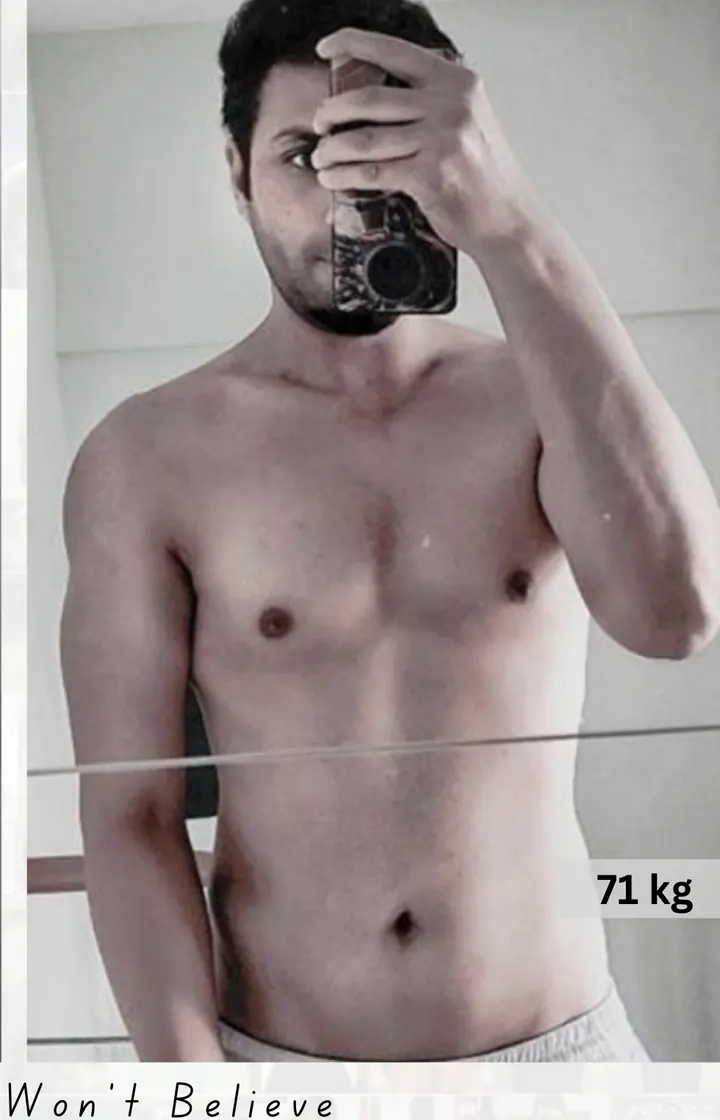 The same client after coaching, 71 kg