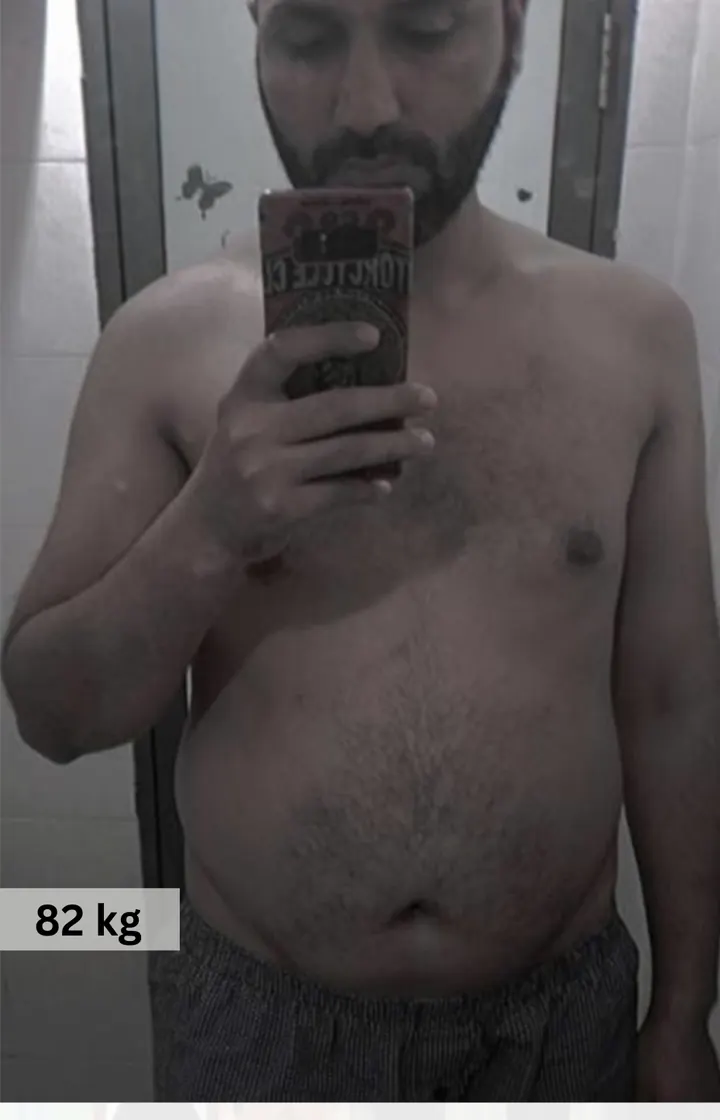 MuscleMind Training client before coaching, 82 kg