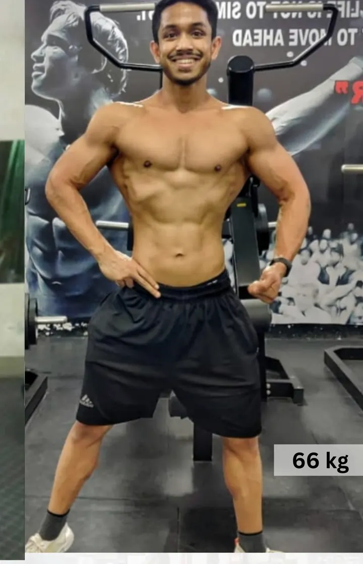 The same client after coaching, 66 kg