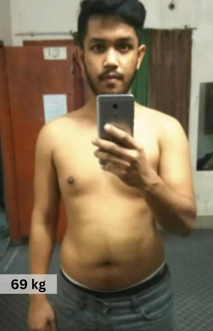 MuscleMind Training client before coaching, 69 kg