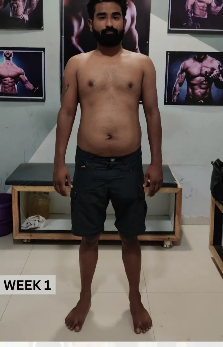 MuscleMind Training client before coaching, Week 1