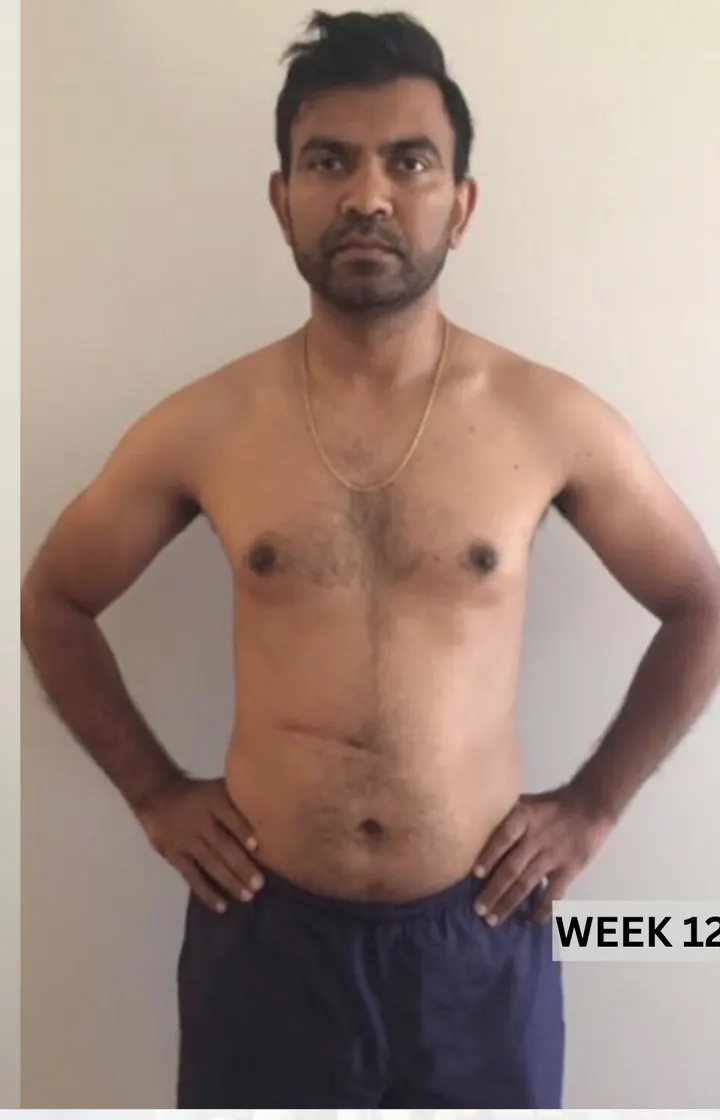 The same client after coaching, Week 12