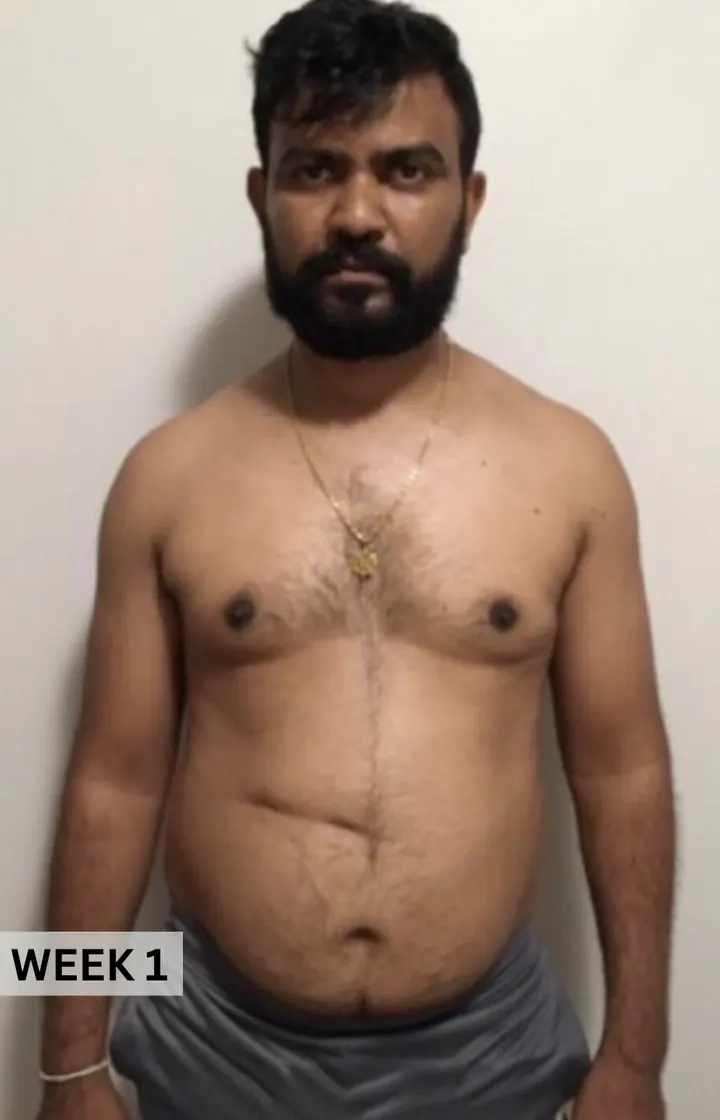 MuscleMind Training client before coaching, Week 1