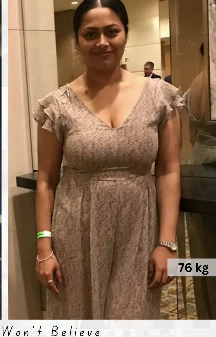 The same client after coaching, 76 kg