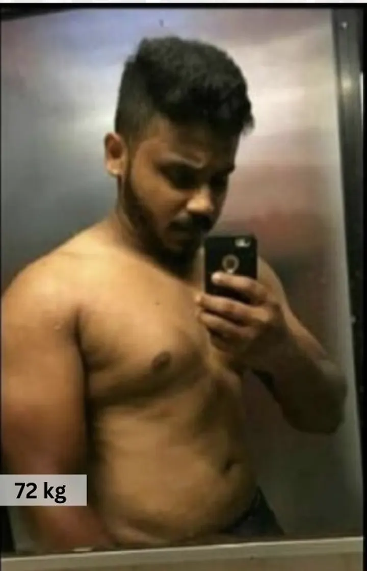 MuscleMind Training client before coaching, 72 kg
