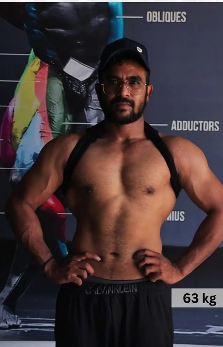 The same client after coaching, 63 kg