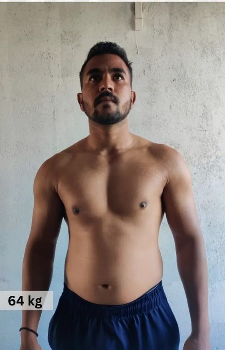 MuscleMind Training client before coaching, 64 kg