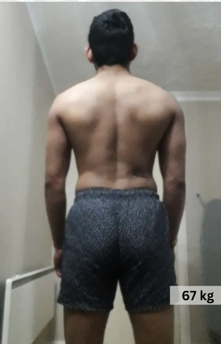 The same client after coaching, 67 kg