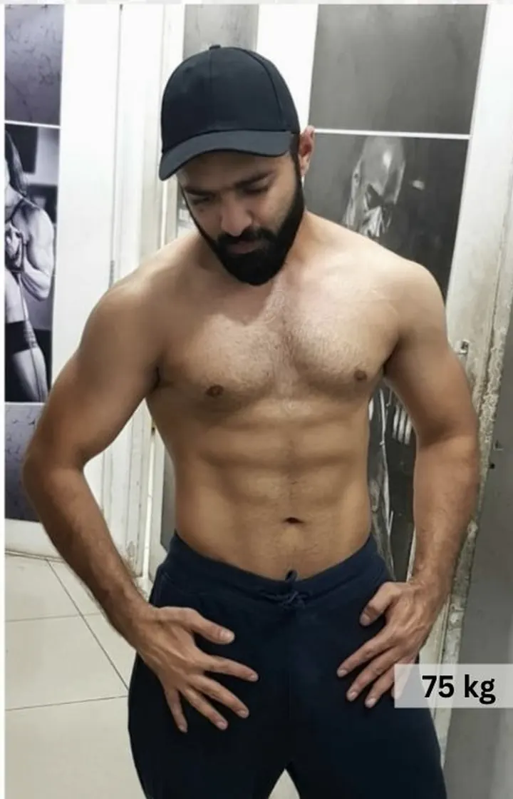 The same client after coaching, 75 kg