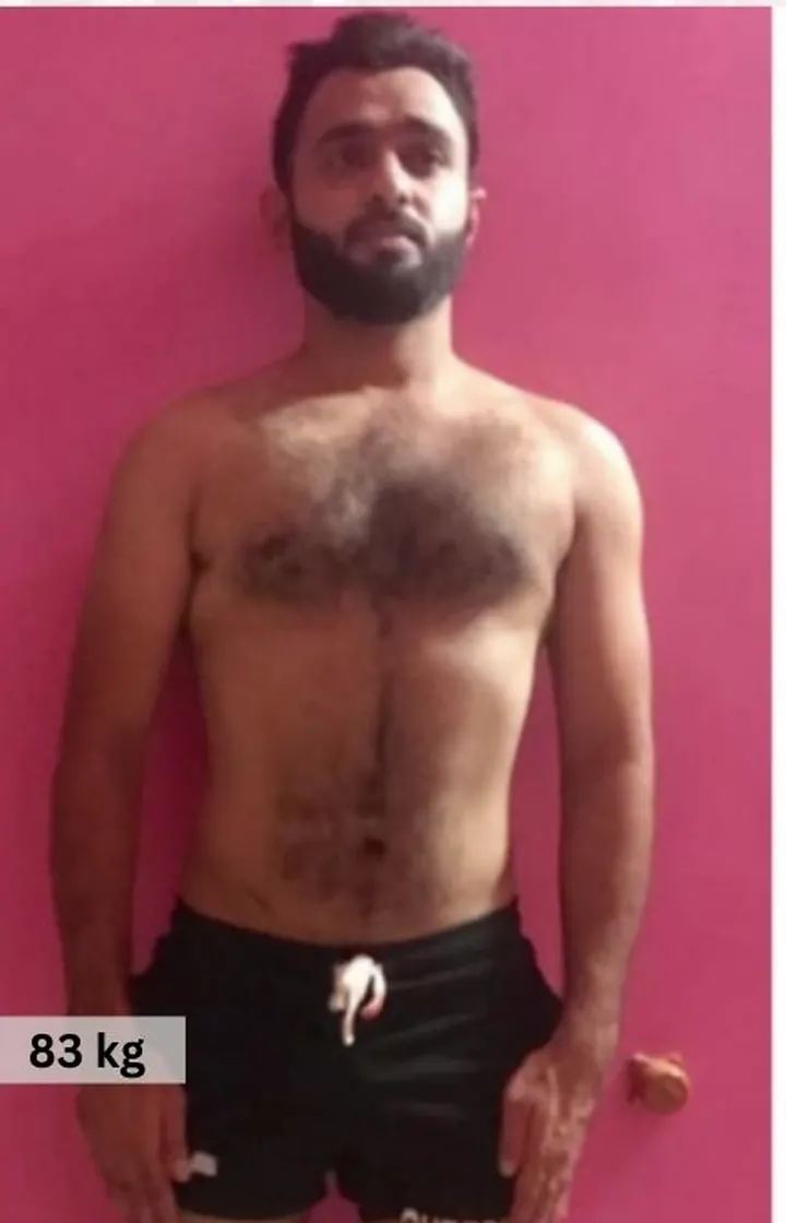 MuscleMind Training client before coaching, 83 kg